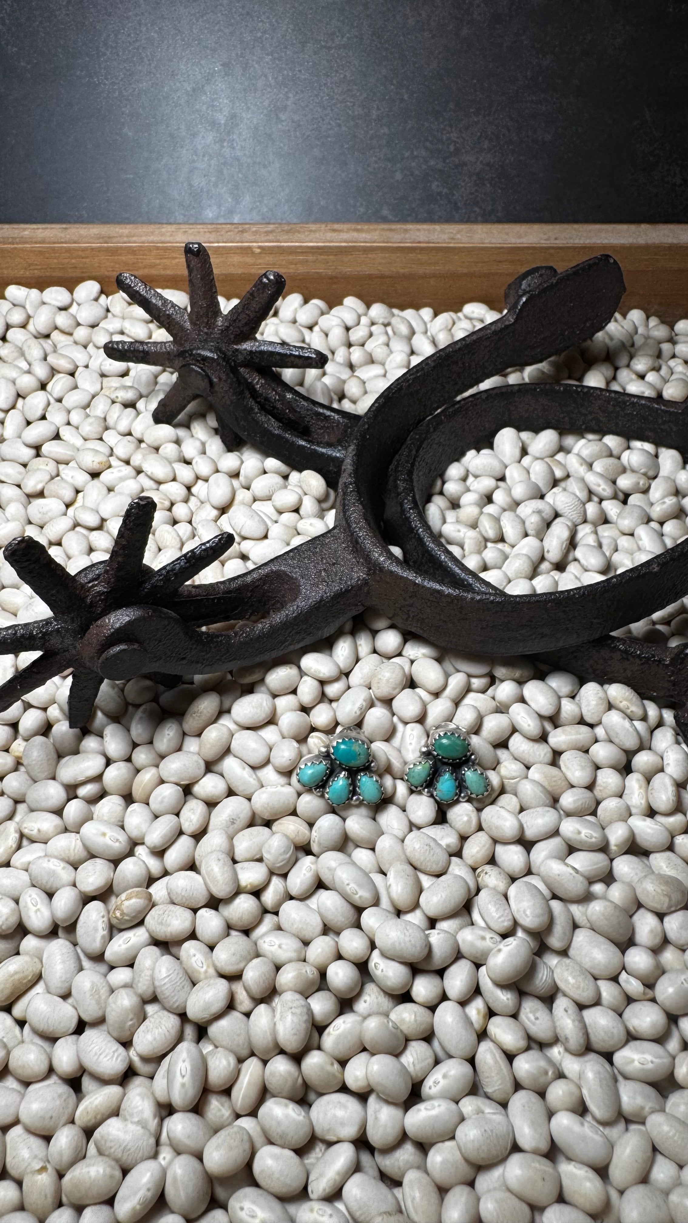 Kingman Turquoise cluster earrings 