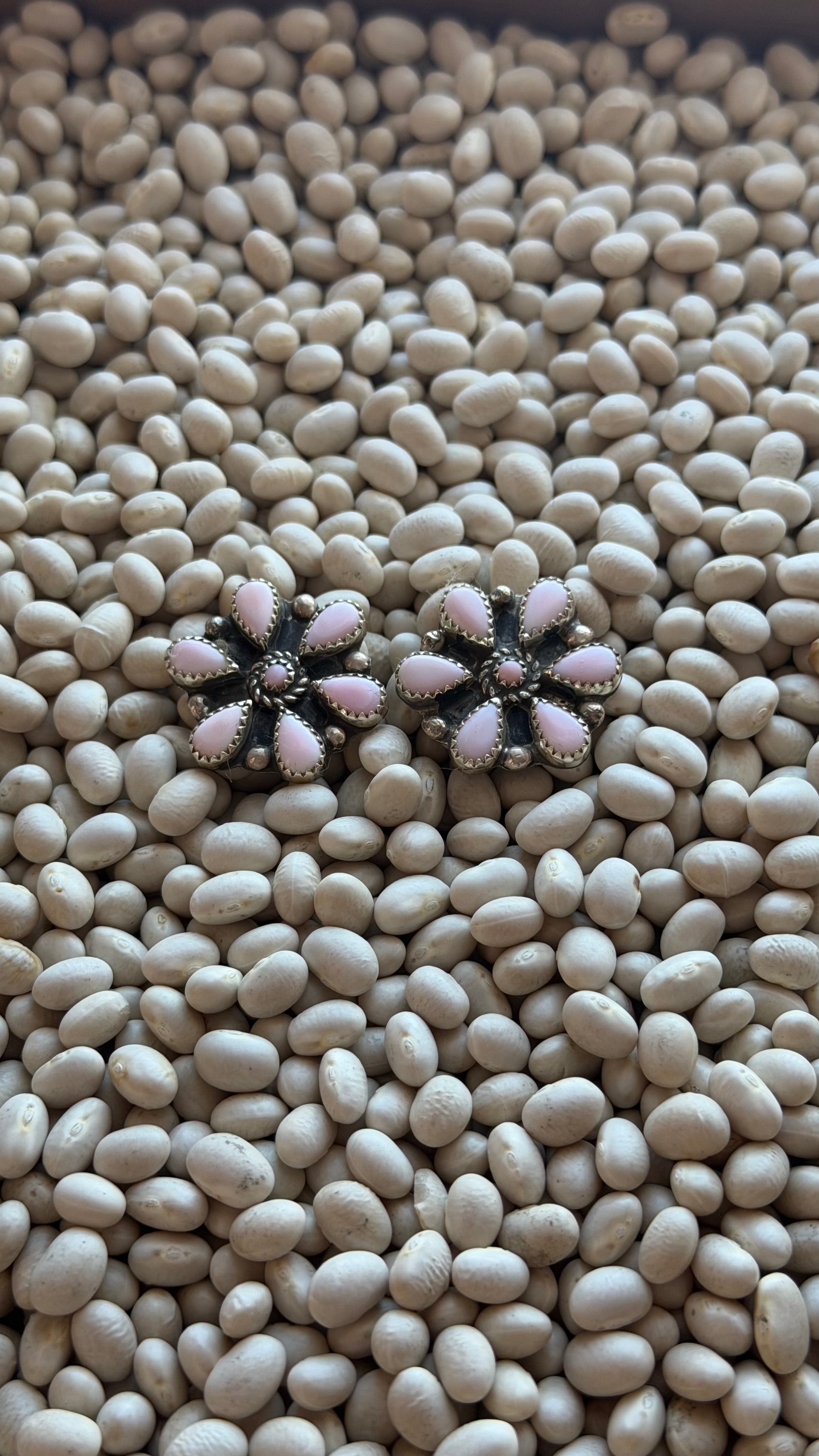 Pink Conch Cluster Earrings