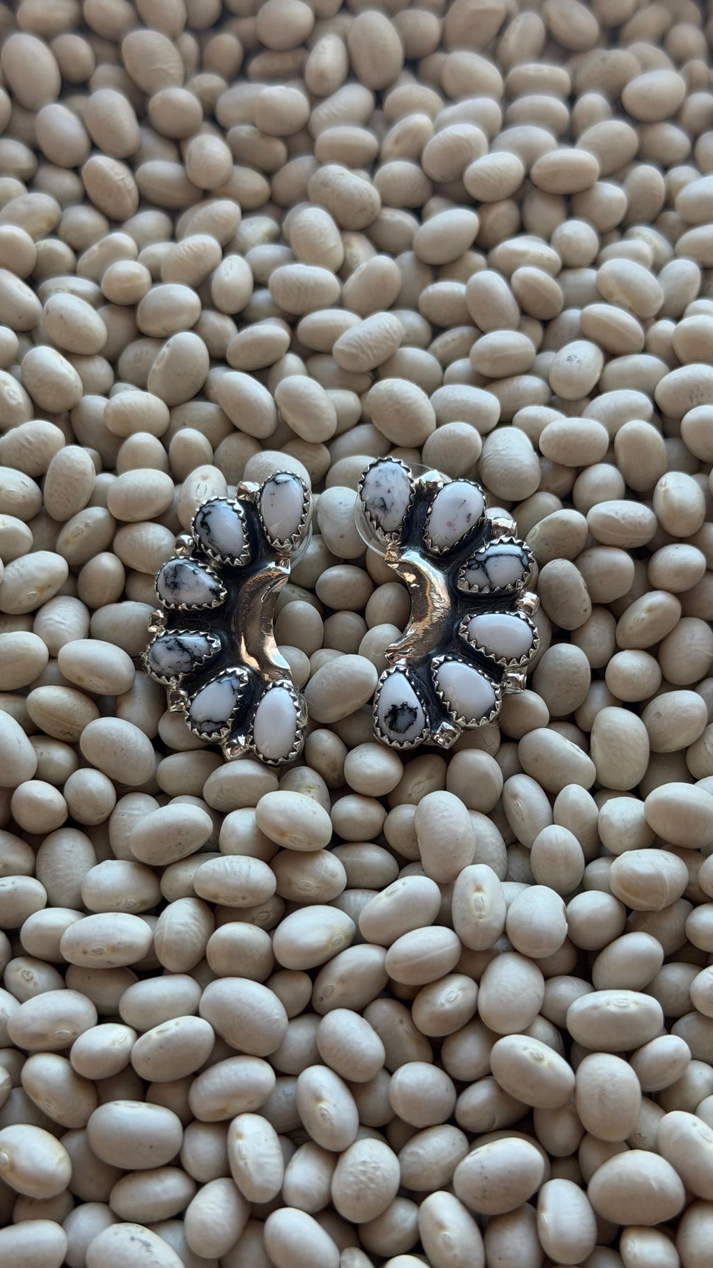 White Buffalo half moon studs