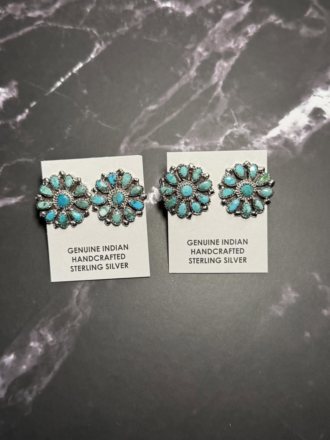 Turquoise Cluster Studs made by Durena Wauneka